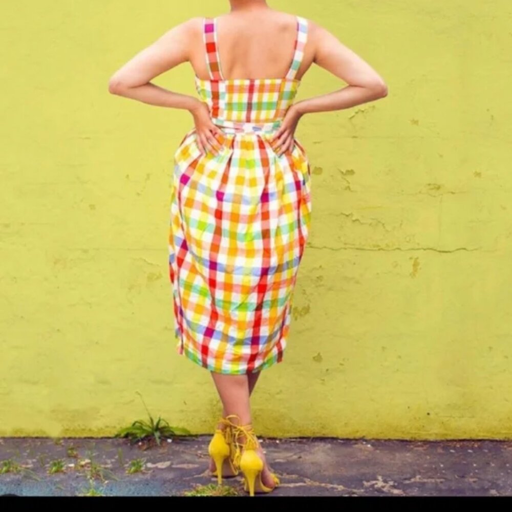 NWT Christopher John Rogers X Target Gingham Plaid Dress Colorful Belt Women's 0 - Picture 3 of 16
